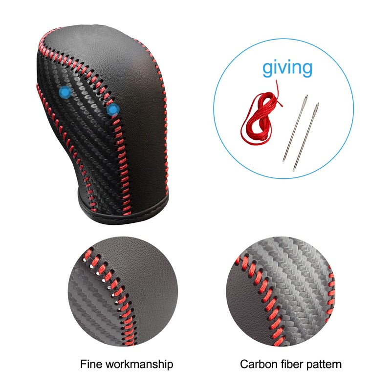 JINZHAO JIECHEN Auto Car Leather Gear Shift Knob Cover for Golf Jetta Passat Tiguan Atlas Beetle GLI Eos CC Golf TDI E-Golf Golf Sportwagen Jetta Hybrid Golf R Golf GTI Jetta Accessories (red) - Image 2